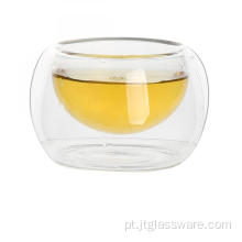 Copo promocional de vidro para presente com parede dupla com alça de vidro e xícara de chá